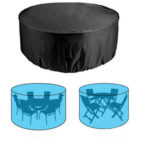 Sollbry Housse Table Jardin, Bache Salon Jardin Ronde, Bache Protection, Housse Protection Salon Jardin, Protection Extérieure Résistante Imperméable Meubles 210d Oxford, Noir,185x110cm (1/5)