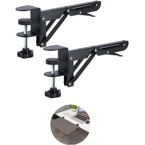Sollbry Pince D'extension de Bureau (Planche Non Incluse) pour Plateau Pliable pour Tiroir de Clavier, Repose-Poignet, Support pour Ordinateur, Noir