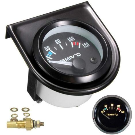 Sollbry Kit de jauge de température de l'eau pour voiture Noir LED Universel Manomètre de température de l'eau de voiture Cadrans de 101,6 à 120° (1/5)