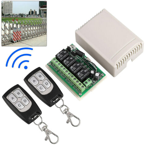 Sollbry Commutateur de relais de télécommande RF sans fil, canal 443mhz, 4 canaux, avec 2 récepteurs (1/4)