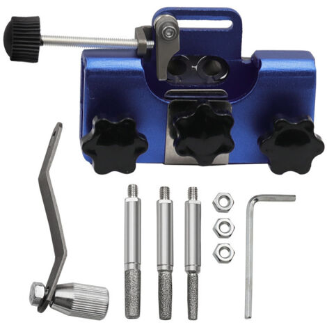 Sollbry Kit d'affûtage de chaîne de tronçonneuse,gabarit d'affûtage de tronçonneuse léger et Portable, affûteur de Lame à manivelle en Alliage d'aluminium, adapté aux scies à chaîne et aux scies(Bleu) (1/5)