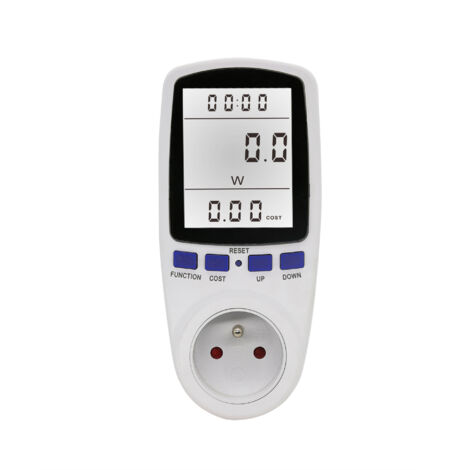 Sollbry Blanc Prise avec compteur d'énergie, écran LCD, 16A, 230V, 50Hz, consommation électrique, ampérage, tension, puissance maximale 3680 W(583224mm) (1/5)