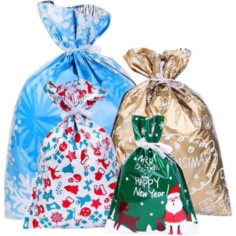 Sollbry Sachets de friandises de Noël, sacs de friandises de Noël, sacs de cadeaux de fête de Noël avec attaches en ruban, 30 pièces (4 tailles) (1/5)