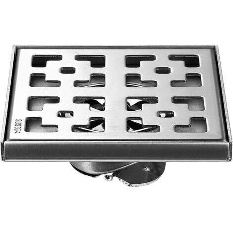 Sollbry Drain de Douche en Acier Inoxydable Carré Caniveau de Douche avec Grande Calibre Anti Encrassement Drain de Plancher Anti Odeur Siphon de Sol pour Salle de Bain, Garage,15X15cm (1/5)