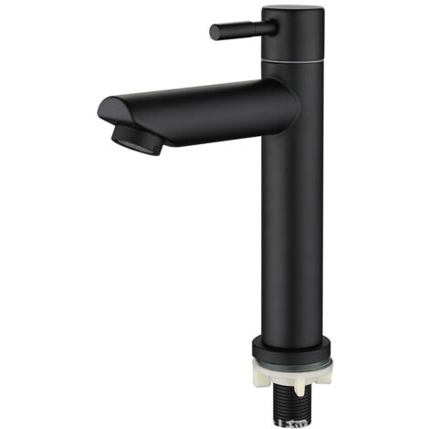 Sollbry 1 robinet de salle de bain en acier inoxydable 304, noir mat, moderne, monté sur le pont, poignée à levier unique (17 × 12,5 cm) (1/3)