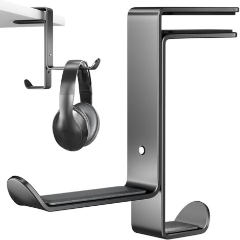 Sollbry Support Casque Gamer Bureau, Porte Casque Multifonction avec Organiseur de Câbles, Support de Casque Gaming Réglable pour Tous Les Casques de Jeu Bluetooth, Casques pour Enfants, Noir