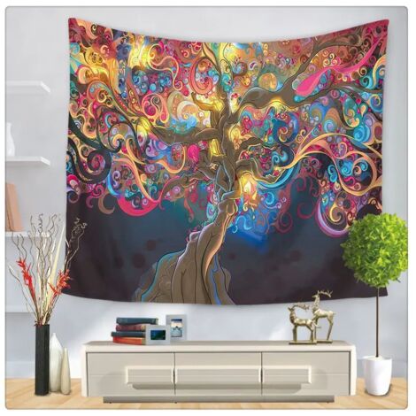 Sollbry Tapisserie Murale Tentures Arbre Psychédélique Tapisseries Décoration Maison - 200cm X 150cm (1/5)