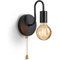 Applique murale industrielle E27 avec interrupteur – Douille standard pour ampoules LED et halogènes – Noir vintage pour salon et chambre