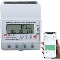 Sollbry – Compteur d'énergie intelligent WiFi 100A – Monophasé 4P – Mesure photovoltaïque bidirectionnelle – Protection contre surtensions