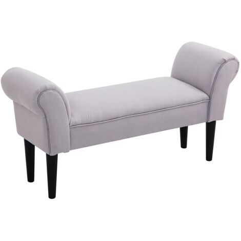 Banc pour banc de lit de chambre à coucher, banc rembourré en gris, MDF et mousse, 102X31X51Cm (1/4)