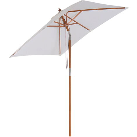 Parasol Parasol De Jardin Pliable En Bois De Sapin, Réglable À 3 Niveaux, Blanc Crème, 200X150X230Cm