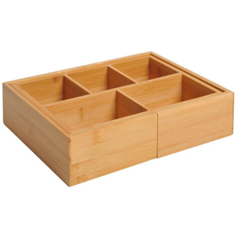 Boîte de rangement, organisateur de tiroir, organisateur extensible, bambou, naturel, 24,6 X 17,6 X 7 Cm (1/4)
