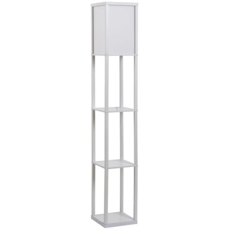 Lampadaire Lampadaire Élégant Avec 3 Étagères, E27 Jusqu'à 40W, Pour Salon/Chambre, E1-Mdf & Acrylique, Blanc, 26X26X160Cm
