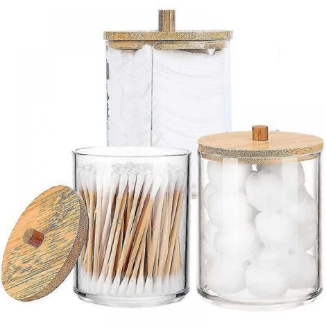 Dreiteiliges Set Acryl-Aufbewahrungsboxen für Wattestäbchen – Aufbewahrungsbox für Wattestäbchen im Badezimmer (1/5)