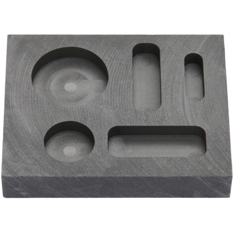 Graphit-Gussform, 3 rechteckige Löcher und 2 runde Löcher, hitzebeständig, für Metalle (Gold, Silber, Messing).