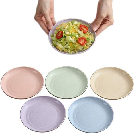 Dessertteller/Untertasse aus Weizenstroh, Geschirr, Speiseteller, Vorspeisenteller, Gewürzteller, Saucenteller, Salzteller, Snackteller, kleiner Teller, robust, mikrowellengeeignet. (1/5)