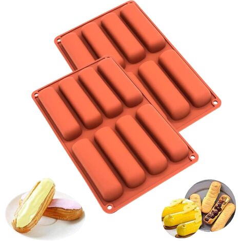 Silikon-Backformen, Financier-Form, Éclair-Form, Mini-Brotstamm-Form, 8-fach Silikonform, Müsliriegelform, Kuchenform, lange Silikonstreifenform