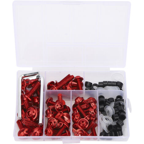 158-teiliges Set inklusive universeller Verkleidungsschrauben, Dichtung und Schraubenschlüssel, rotes Motorradzubehör (1/5)