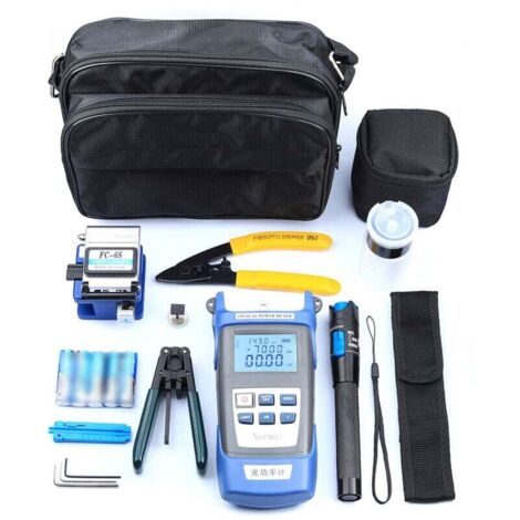 Glasfaser-Werkzeugset: optisches Wattmeter, Glasfaserschneider, Glasfaser-Abisolierzange, Werkzeugset für Kaltverbindungen (1/5)