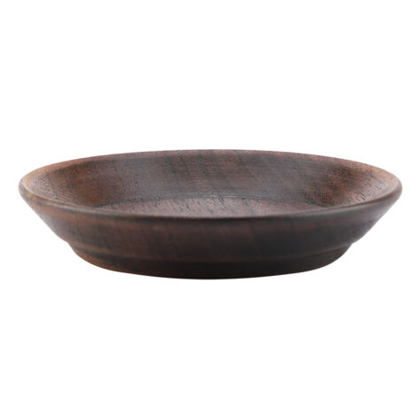 Rundes Tablett aus dunklem Massivholz für Obst, Desserts, Kuchen, Tee (10,5 cm) (1/5)