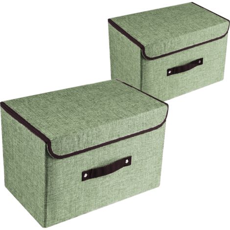 Set aus zwei großen Aufbewahrungsboxen mit Deckel und Griffen, faltbare Aufbewahrungsorganisatoren für Bettwäsche mit herausnehmbaren Trennwänden, geeignet für Schlafzimmerschränke. (1/5)
