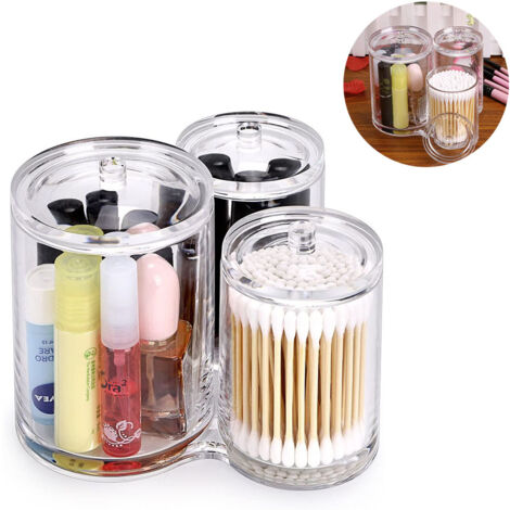 Transparente Acryl-Aufbewahrungsbox für Wattestäbchen, hochwertiger runder Behälter, Organizer für Wattestäbchen und -pads, transparentes Medizinglas (1/5)