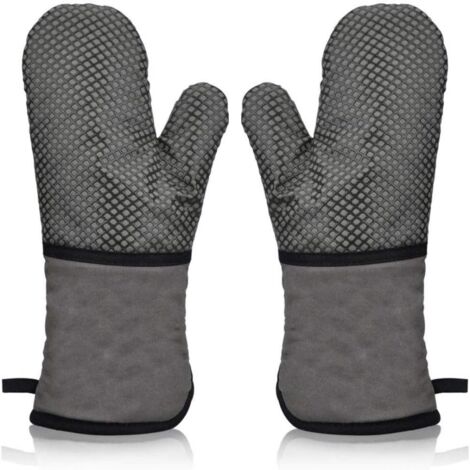 Küchenhandschuhe, hitzebeständige und isolierende Matten, Ofenhandschuhe zum Grillen, Brathandschuhe, Gebäckhandschuhe, Kochhandschuhe, lange Küchenhandschuhe mit Silikonbeschichtung (1/5)