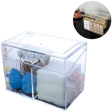 Aufbewahrungsbox für Wattebällchen und Wattestäbchen mit Deckel, transparenter Acryl-Organizer für Wattebausche und Wattestäbchen (1/5)