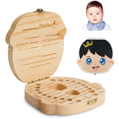 Erinnerungsbox für Milchzähne von kleinen Mädchen, Aufbewahrungsbox aus Holz für Zähne, ein Geschenk zum Geburtstag oder zur Babyparty. (1/5)