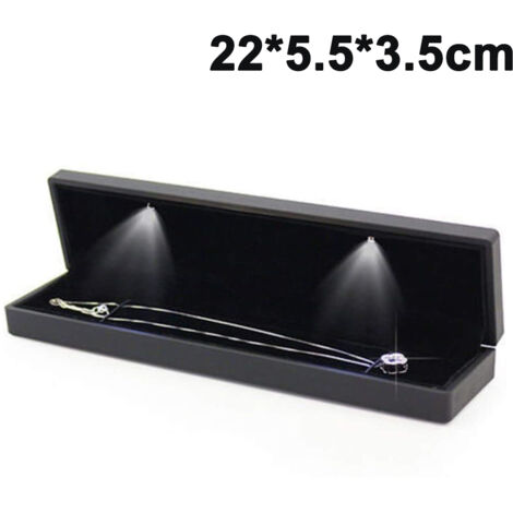 Schmuckkästchen für Damen, LED-beleuchteter Präsentationsständer für Anhänger/Armbänder/Halsketten, Geschenkaufbewahrungsbox (Halskettengröße) (1/5)