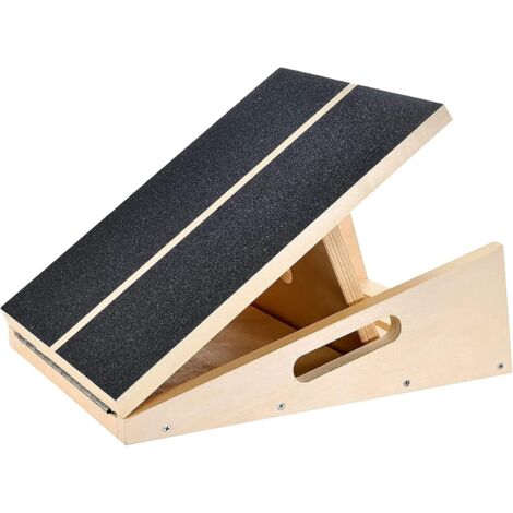 Schrägbrett aus Holz – 1 Stück – Naturholz – 5 Dehnungsstufen für die Wadenmuskulatur – Sportrehabilitation – 40 x 32 x 30 cm