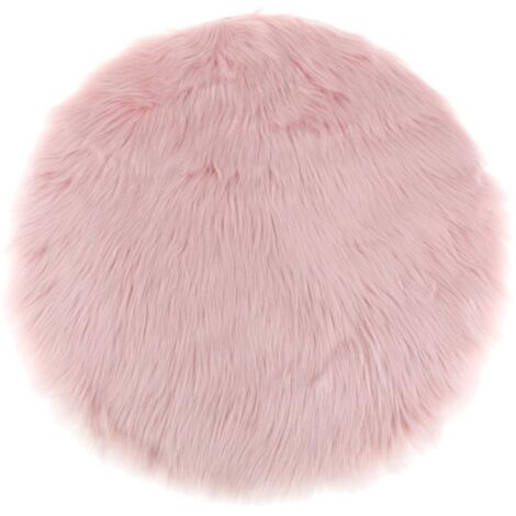 Rundes Wintersitzkissen aus rosa Kunstschaffell, 30 cm - Rundes Wintersitzkissen aus rosa Kunstschaffell, 30 cm (1/5)