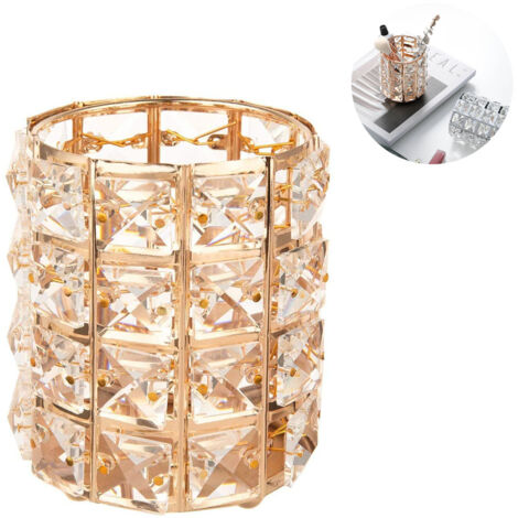 Kosmetikaufbewahrungs- und Präsentationsbox aus Kristall, Pinselhalter und Schmuckkästchen, ideal für den Schminktisch rundes Vintage-Vorratsglas für Make-up-Utensilien, perfekt (1/5)