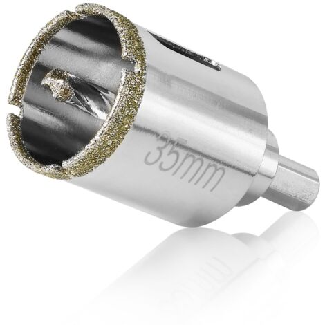 Scie cloche diamantée pour verre 1-3/8" / 35 mm avec foret de centrage, pour céramique, carrelage, porcelaine et marbre