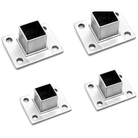 Lot de 4 embases carrées en acier inoxydable pour poteaux de clôture, terrasse et garde-corps (1" x 1") — Poteaux et accessoires, Poteaux pour terrasse