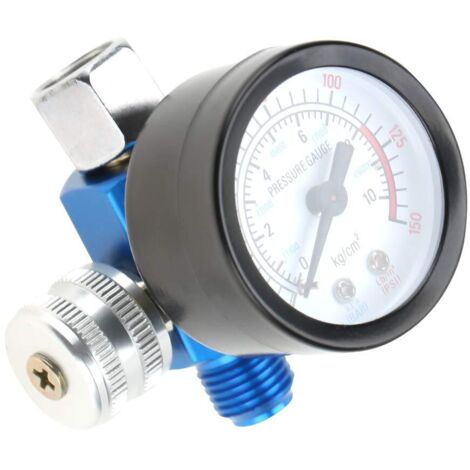 Régulateur de pression d'air pour pistolet à peinture – Régulateur de pression 1/4 pouce avec manomètre pour compresseurs et outils pneumatiques (0-10 BAR / 0-150 PSI) (1/5)