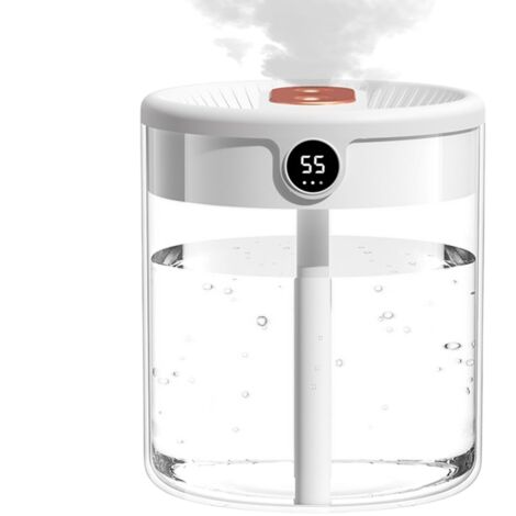 Humidificateur, humidificateur à brume froide double pulvérisation de 2 L avec affichage numérique et capteur d'humidité automatique, diffuseur de bureau, 13,1 x 13,1 x 15,2 cm (1/5)