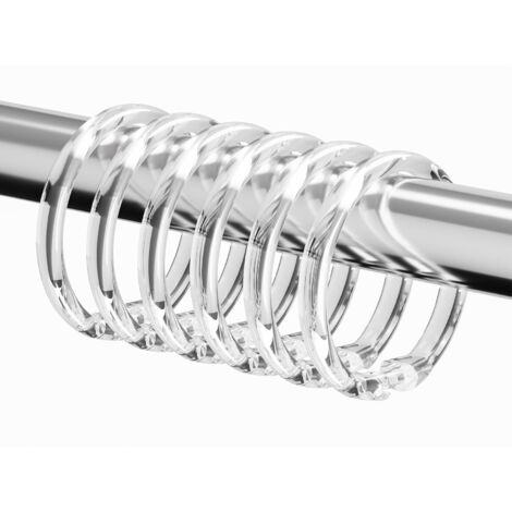 Lot de 12 anneaux de rideau de douche en plastique transparent, crochets de rideau de douche à clic facile (1/4)