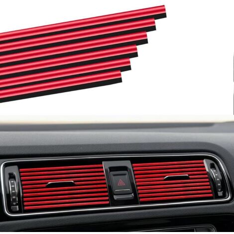 Bandes décoratives pour aérateurs de voiture – Lot de 20 baguettes pour sorties d'air – Décoration intérieure – Pour système de climatisation (Rouge) (1/5)