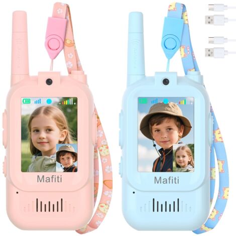Talkies-walkies avec appels vidéo pour enfants (lot de 2), jouets rechargeables pour les 3-8 ans, longue portée 300 m, cadeau d'anniversaire idéal, jeux d'extérieur (1/5)