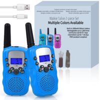 Talkies-walkies professionnels pour enfants, radio 388, radio de loisirs PMR 446 à 8 canaux avec une portée jusqu'à 2-3 km (lot de 2), bleus
