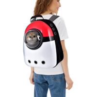 Sac à dos de transport pour chat, respirant et imperméable, avec poche de rangement pour bouteille d'eau et bandoulière réglable. Convient aux chats et chiens.