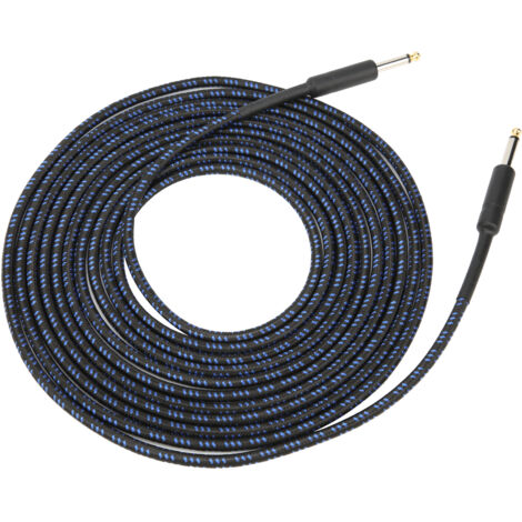Câble de prolongation audio blindé pour guitare et basse, connecteur nickelé 6 mètres couleur bleu