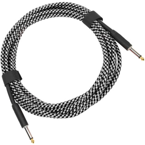 Câble d'extension audio blindé pour guitare et instruments, connecteur nickelé 6 mètres, couleur blanc (1/5)