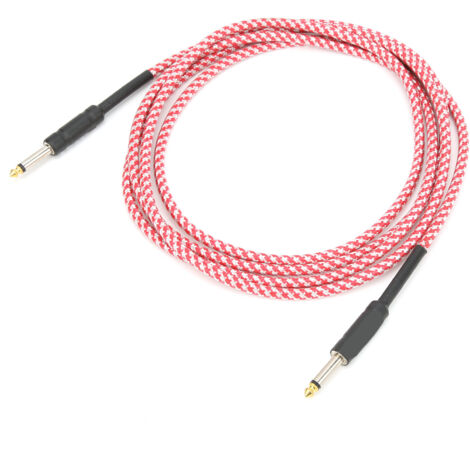 Câble Guitare Blindé Anti-Bruit avec Connecteurs Nickelés pour Guitare Électrique (Rouge) (1/5)