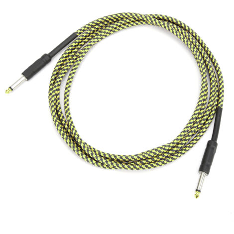 Câble de Guitare Blindé Tressé avec Connecteur Nickelé pour Instruments Électroniques (Couleur Jaune) (1/5)