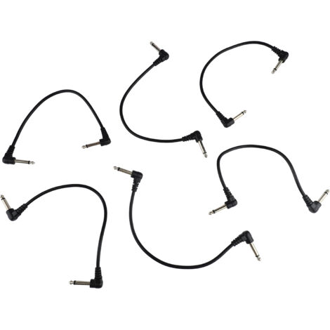 6 Cordons de Guitare Courbés, Câbles d'Effets pour Pédalier, Connectiques pour Instruments de Musique avec Embouts Angulaires (1/5)