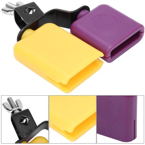 Cloche de Vache en Bois Carré CB30 Jaune-Violet - Percussion pour Animaux avec Son Cristallin et Profond (1/5)