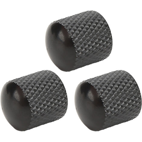 Boutons de Remplacement pour Guitare Électrique - 3 Pièces Noires en Métal Durable, Compatibles avec la Plupart des Potentiomètres (1/5)