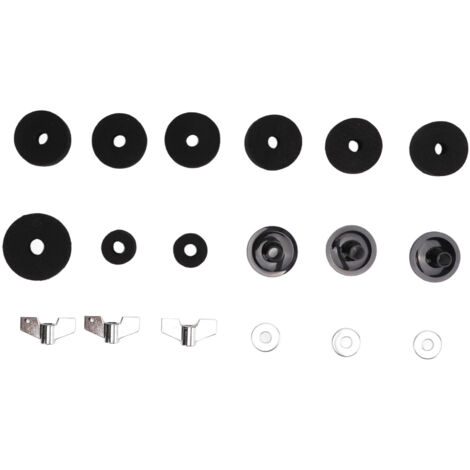 Kit de Remplacement pour Batterie: Patins Anti-Dérapants, Écrous Papillon, Manchons et Rondelles pour Cymbales, Noir (1/5)